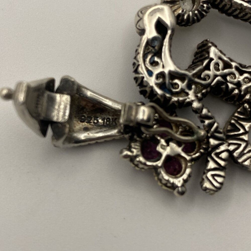 Barbara Bixby Sterling Silver 18K Gemstone Om Enhancer Pendant Pearl Topaz Garne - Picture 5 of 8